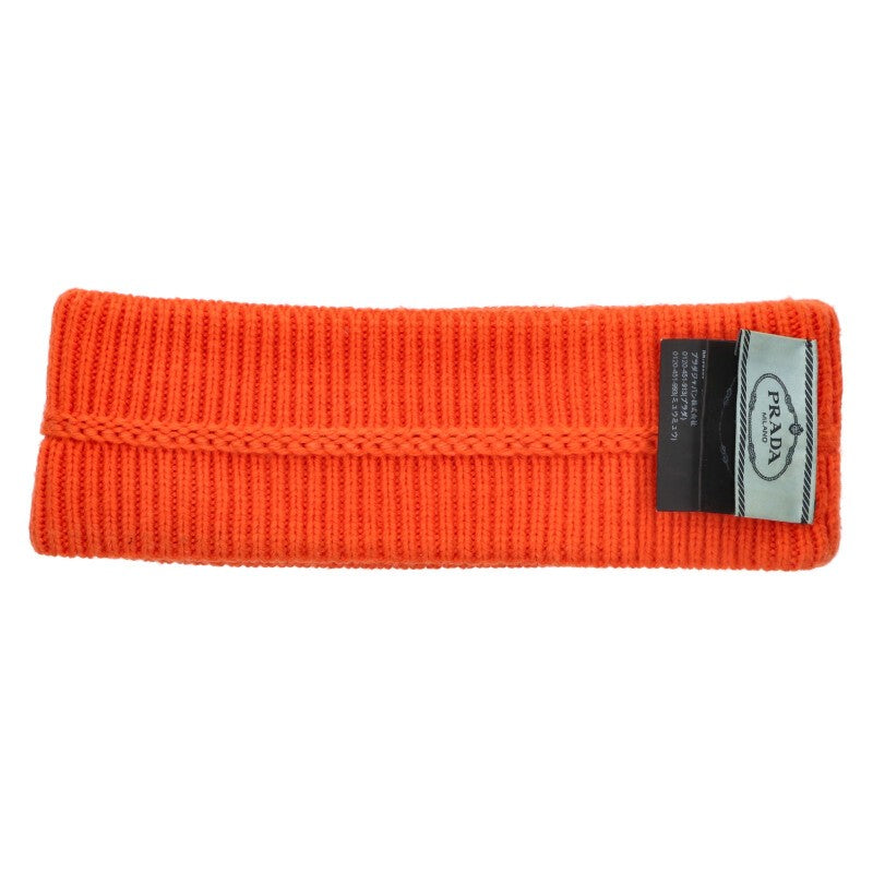 PRADA Logo Knit Wool Hairband Orange Size S