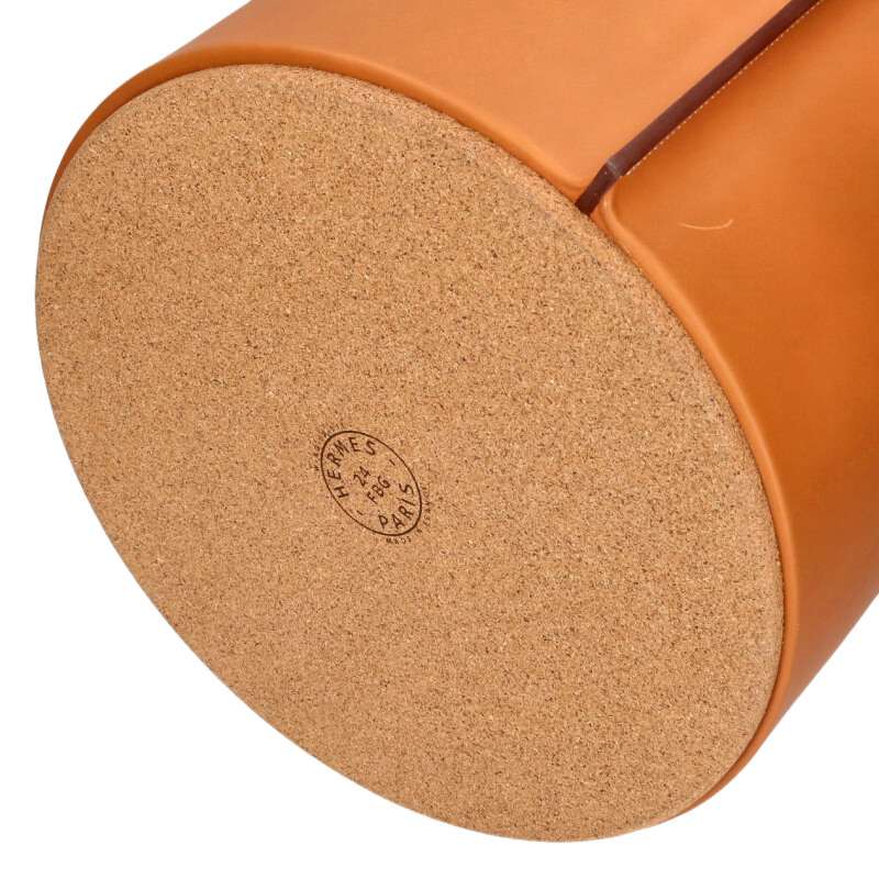 HERMES Equipages d'Hermes Leather Cork Stool Brown