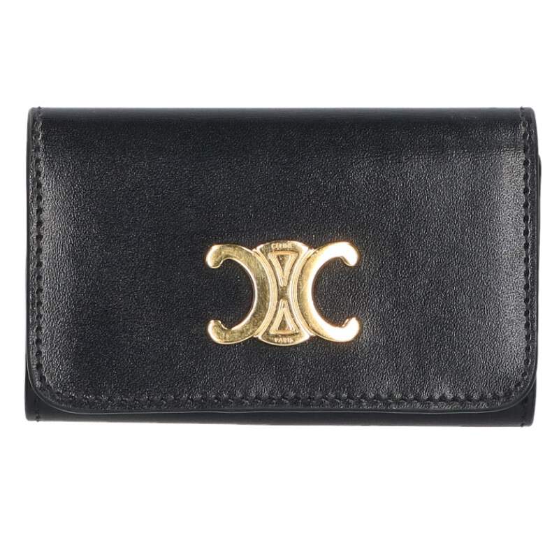 CELINE Triomphe Key Case Black Gold
