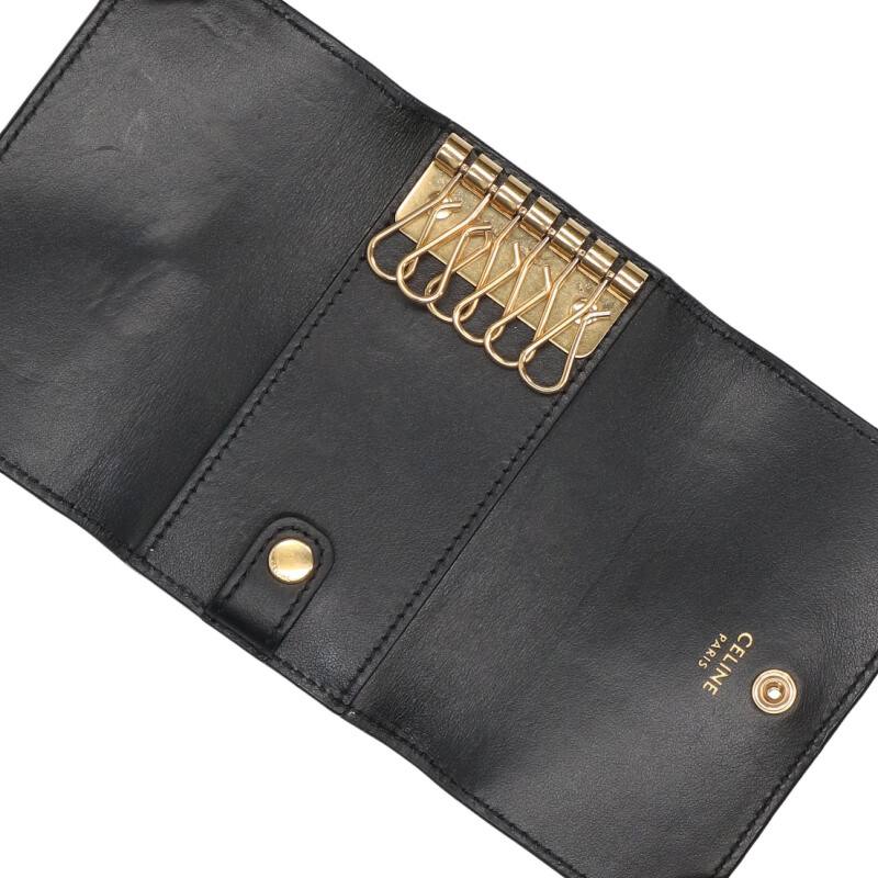 CELINE Triomphe Key Case Black Gold