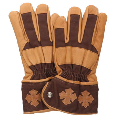 Chrome Hearts Cross Patch Leather Gloves Brown Size ONE SIZE