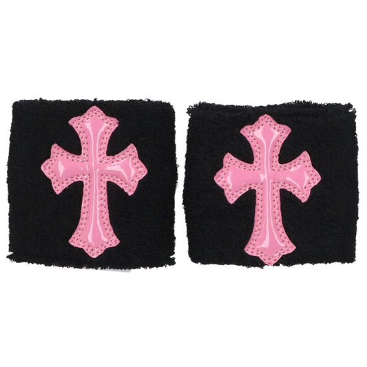 Chrome Hearts Patent Cross Patch Wristband Black x Pink