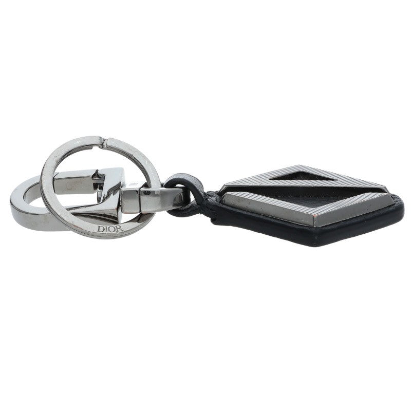 DIOR CD Diamond Keyring Black/Silver Size ONE SIZE