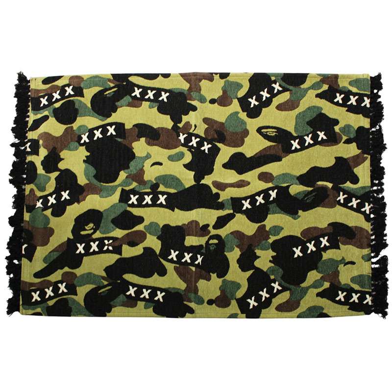 GOD SELECTION XXX x BAPE Camo Pattern Rug Mat Khaki
