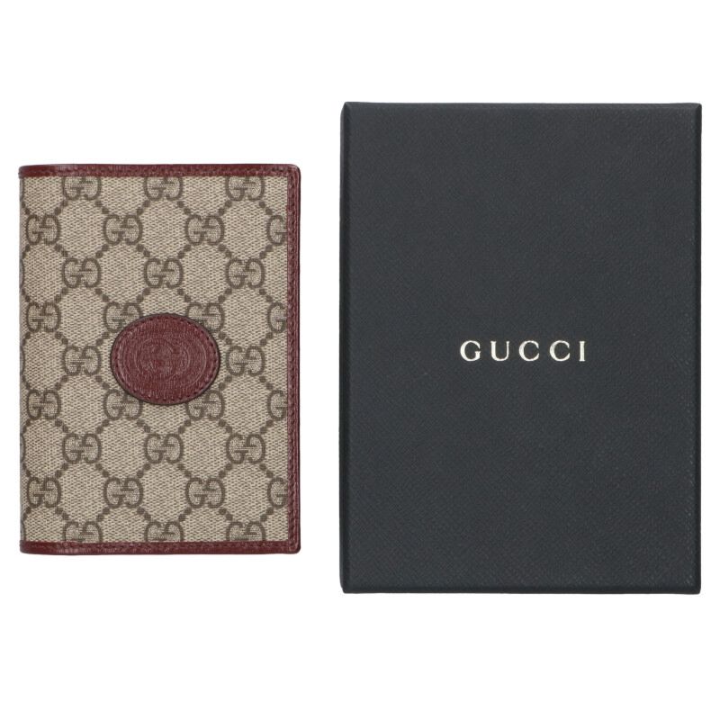 GUCCI GG Supreme Passport Case Grey/Bordeaux Size ONE SIZE