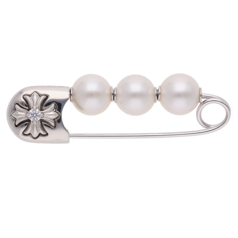 Chrome Hearts x Mikimoto Safety Pin CH Plus 3 Pearl Brooch