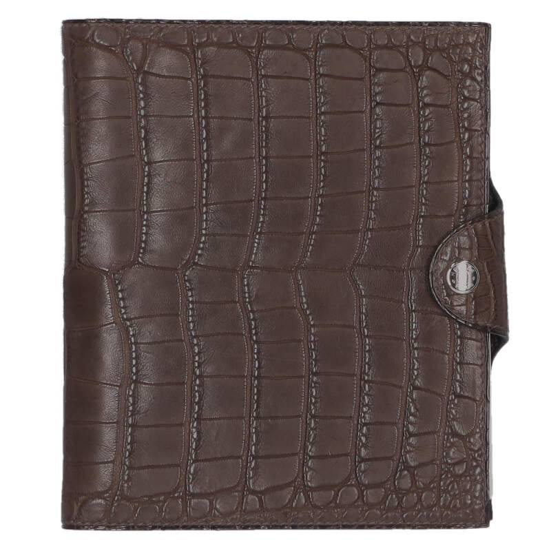 HERMES Ulysse PM Alligator Leather Agenda Brown