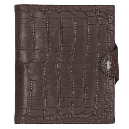 HERMES Ulysse PM Alligator Leather Agenda Brown