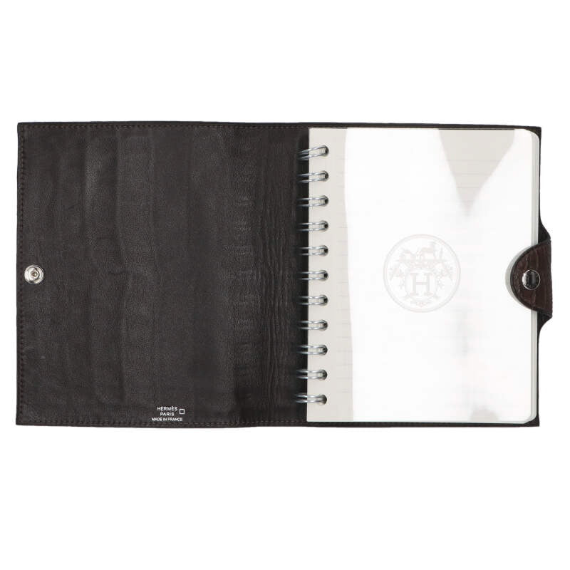 HERMES Ulysse PM Alligator Leather Agenda Brown
