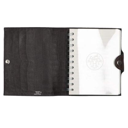 HERMES Ulysse PM Alligator Leather Agenda Brown
