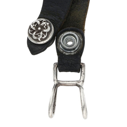Chrome Hearts Floral Button Leather Loop Black Belt Size ONE SIZE