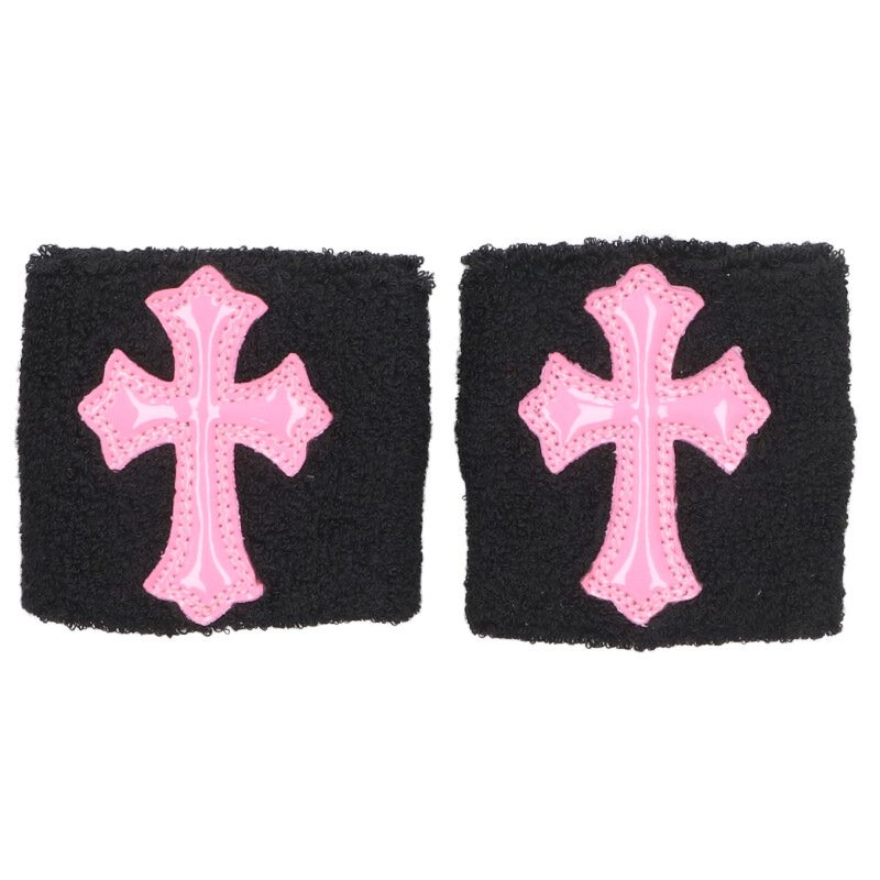 Chrome Hearts Patent Cross Patch Wristband Black x Pink