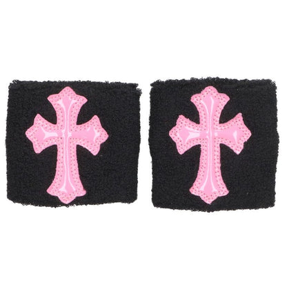 Chrome Hearts Patent Cross Patch Wristband Black x Pink