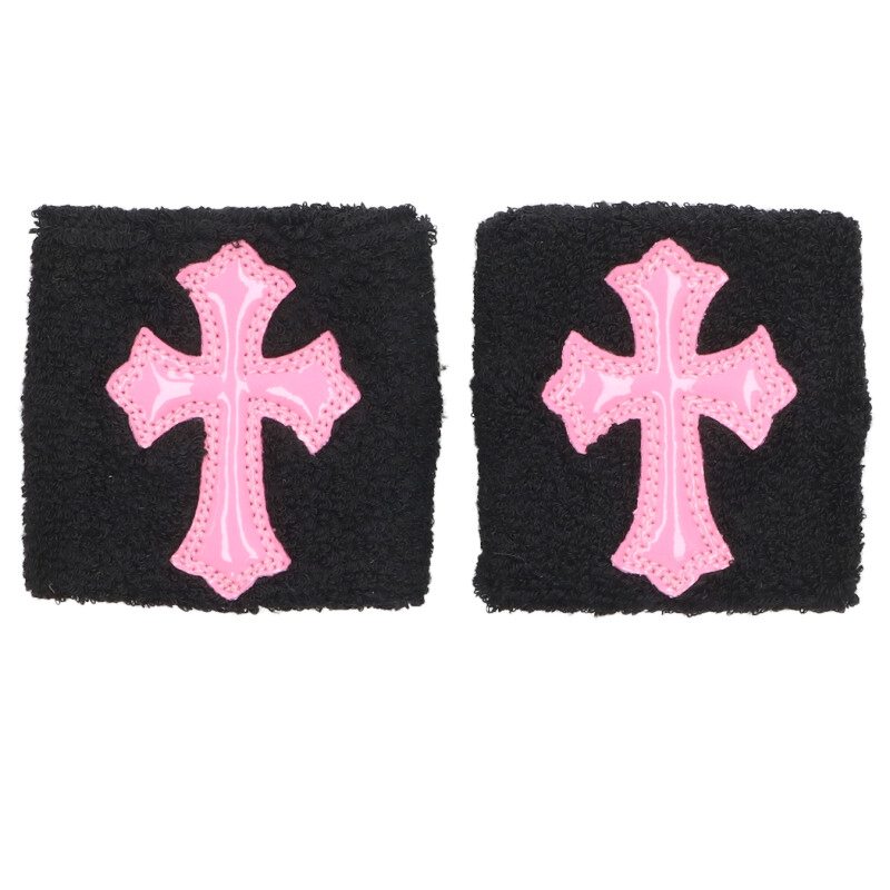 Chrome Hearts Patent Cross Patch Wristband Black x Pink