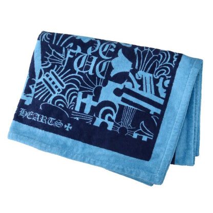 Chrome Hearts Patterned beach towel Blue