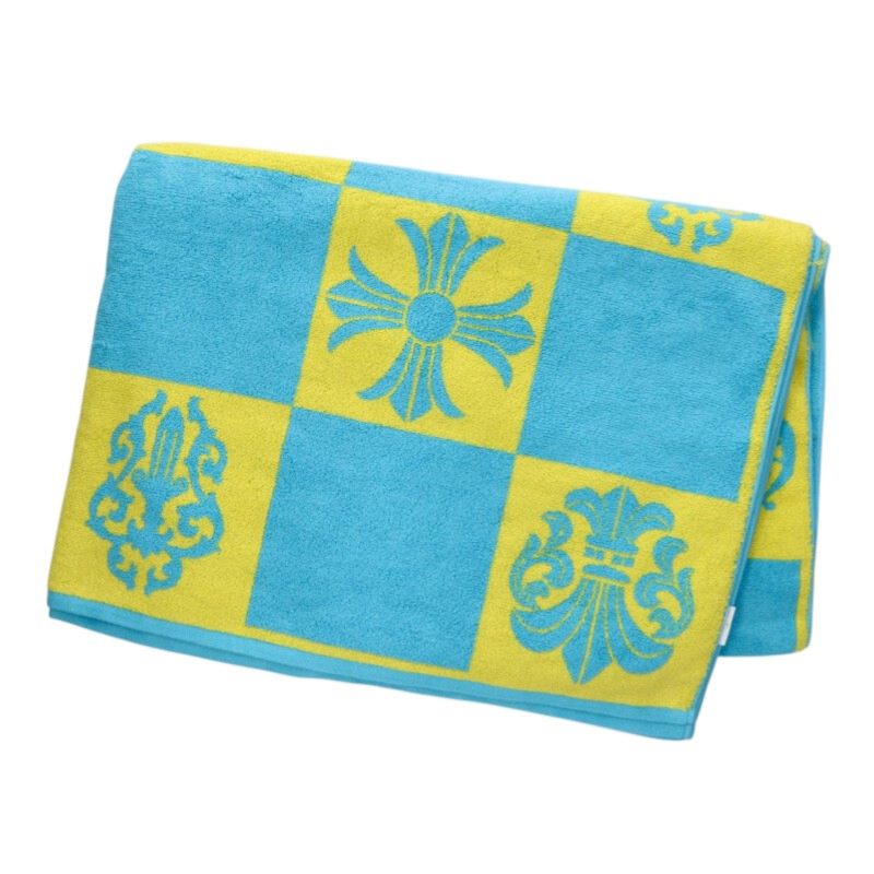 Chrome Hearts Logo All-Over Beach Towel Light Blue Yellow