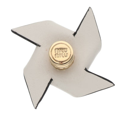 miumiu Leather Pinwheel Brooch Blue/White/Gold
