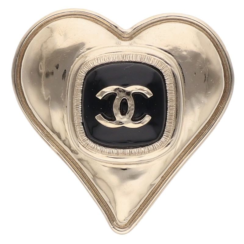 CHANEL B21K Coco Mark Heart Brooch Gold/Black