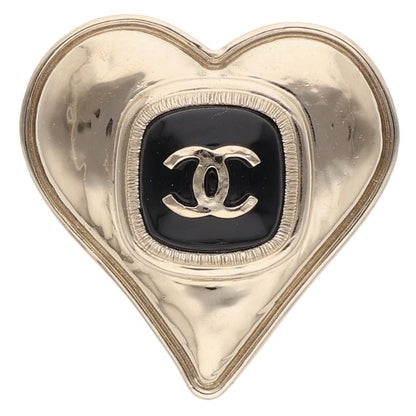 CHANEL B21K Coco Mark Heart Brooch Gold/Black