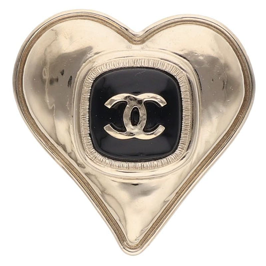 CHANEL B21K Coco Mark Heart Brooch Gold/Black