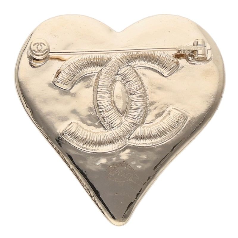 CHANEL B21K Coco Mark Heart Brooch Gold/Black