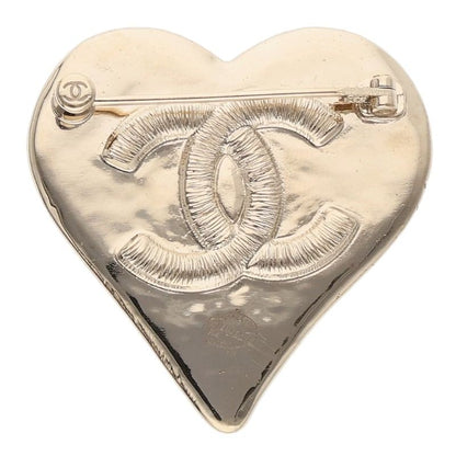 CHANEL B21K Coco Mark Heart Brooch Gold/Black