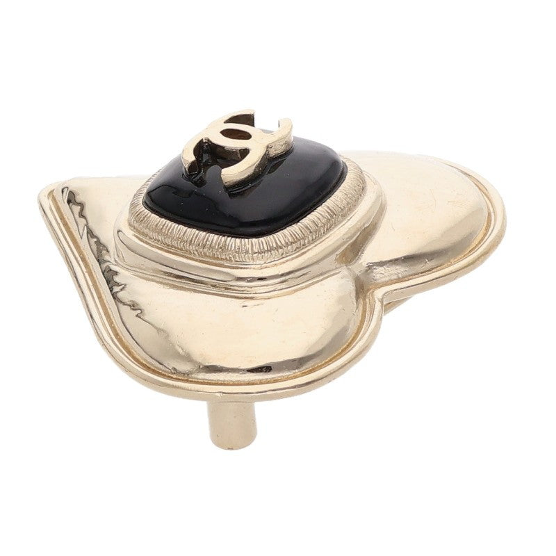 CHANEL B21K Coco Mark Heart Brooch Gold/Black