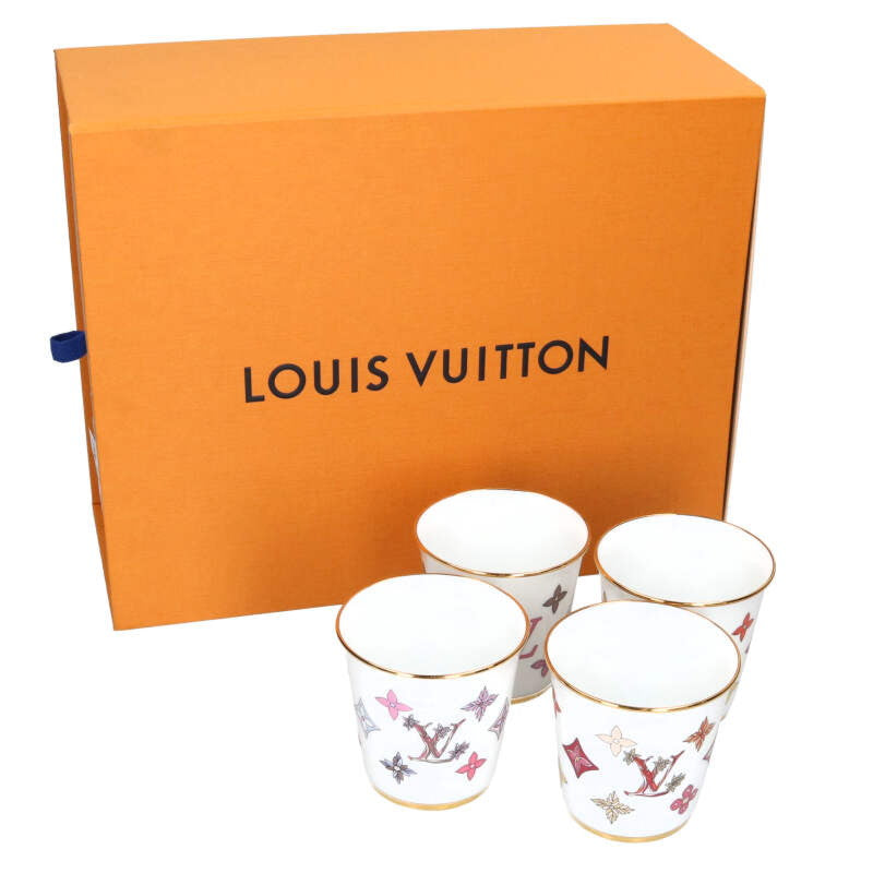 LOUISVUITTON GI0876 Monogram Cups Set of 4 White