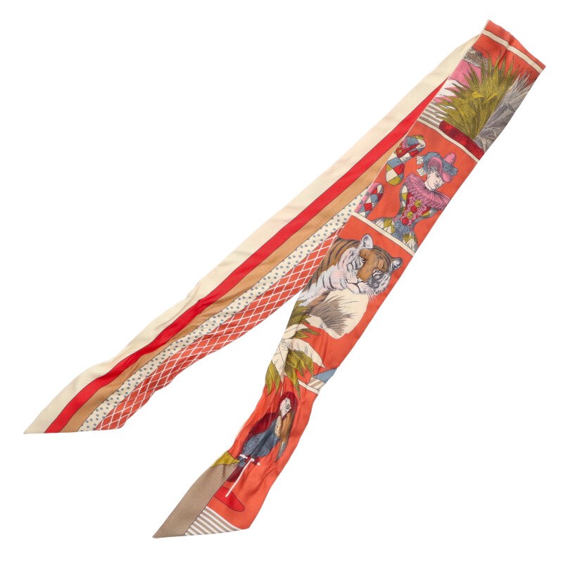 HERMES Twilly All-Over Pattern Silk Scarf Size ONE SIZE