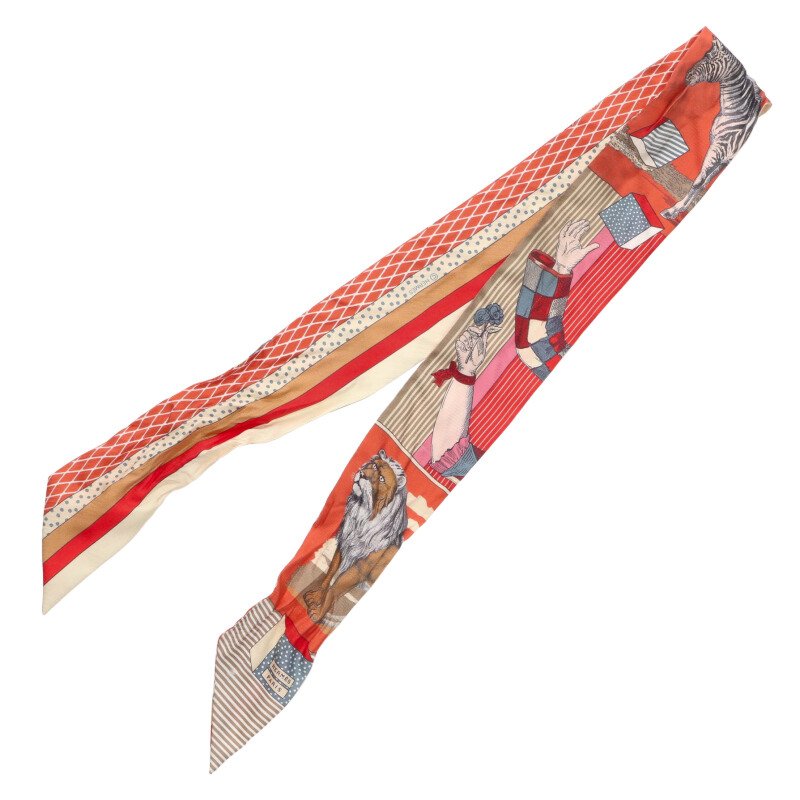 HERMES Twilly All-Over Pattern Silk Scarf Size ONE SIZE