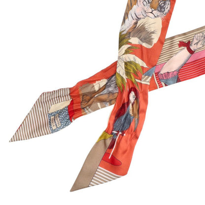HERMES Twilly All-Over Pattern Silk Scarf Size ONE SIZE