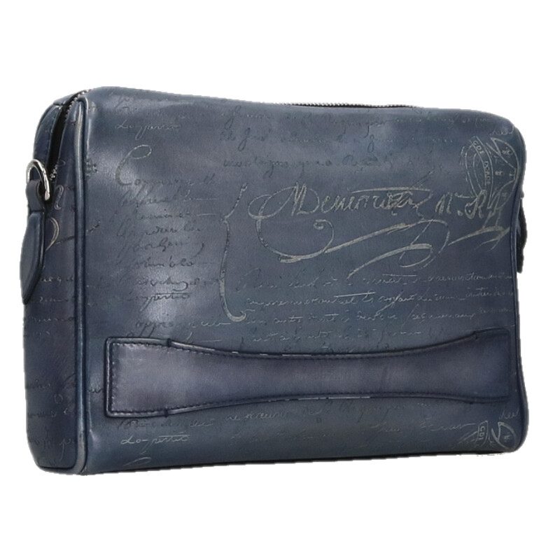 Berluti Rosewood Calligraphy Leather Clutch Size ONE SIZE
