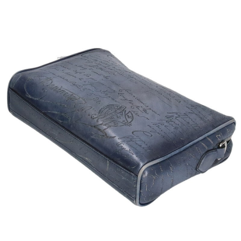 Berluti Rosewood Calligraphy Leather Clutch Size ONE SIZE