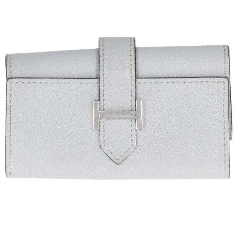 HERMES Bearn T Stamp Silver HW 4-Hook Key Case Gray/Silver