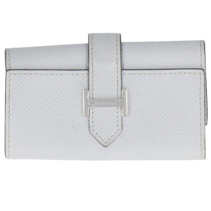 HERMES Bearn T Stamp Silver HW 4-Hook Key Case Gray/Silver