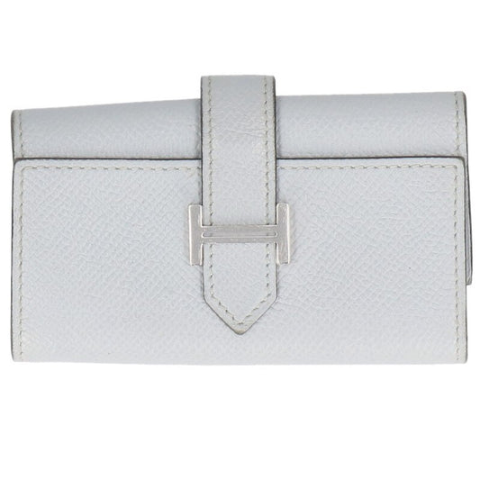 HERMES Bearn T Stamp Silver HW 4-Hook Key Case Gray/Silver