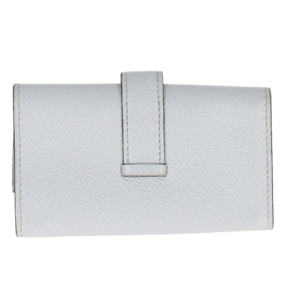 HERMES Bearn T Stamp Silver HW 4-Hook Key Case Gray/Silver