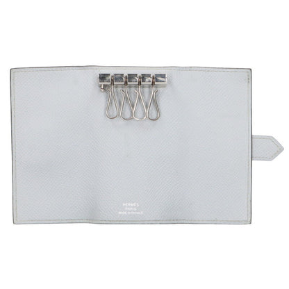 HERMES Bearn T Stamp Silver HW 4-Hook Key Case Gray/Silver