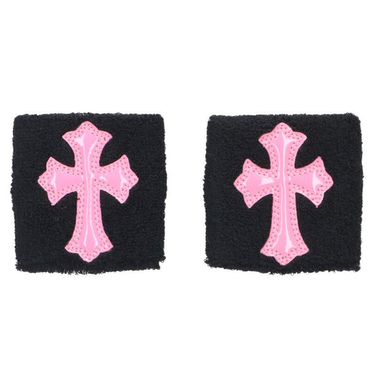 Chrome Hearts Patent cross patch wristband Black x Pink