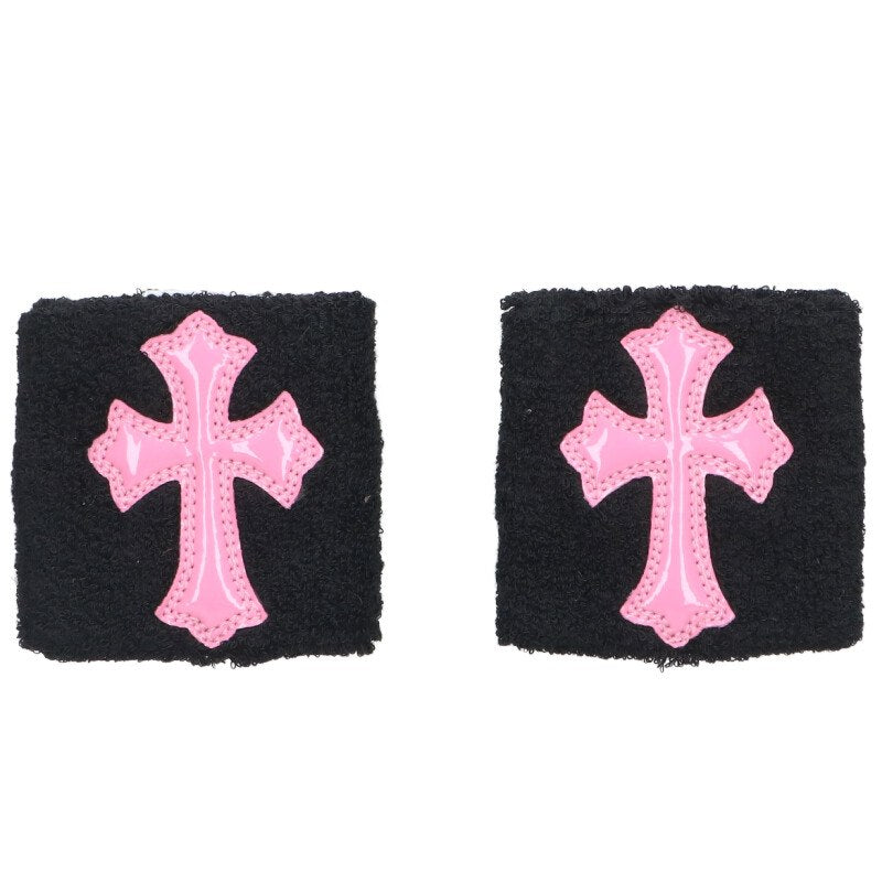 Chrome Hearts Patent fabric patch wristband Black x Pink