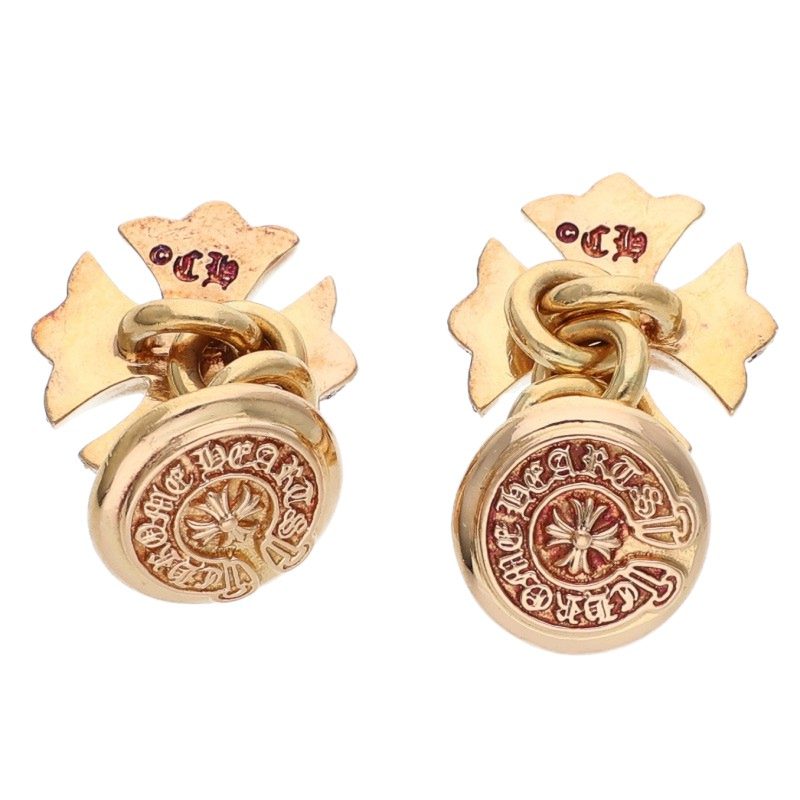 Chrome Hearts 22K CH Plus Pave Diamond Gold Cufflinks
