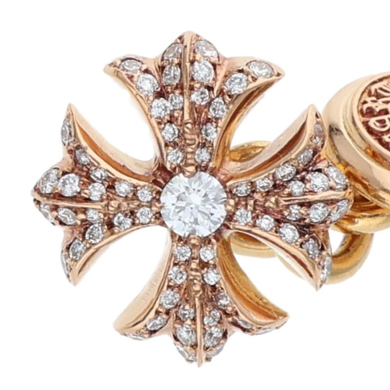 Chrome Hearts 22K CH Plus Pave Diamond Gold Cufflinks