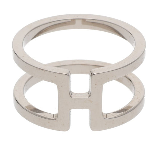HERMES H en Rond Silver Scarf Ring Size ONE SIZE