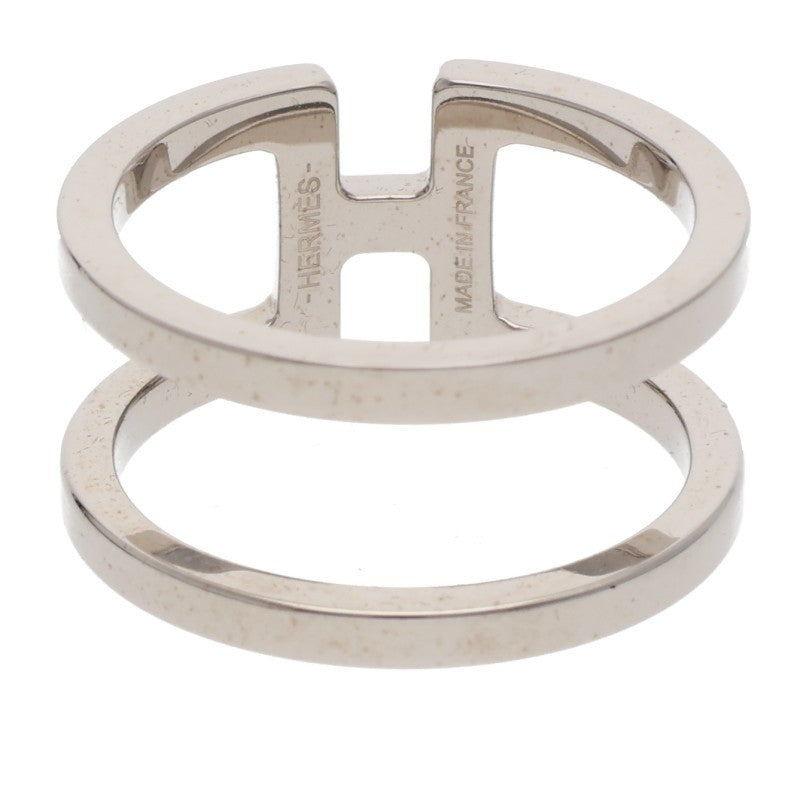 HERMES H en Rond Silver Scarf Ring Size ONE SIZE