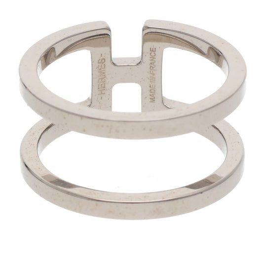 HERMES H en Rond Silver Scarf Ring Size ONE SIZE