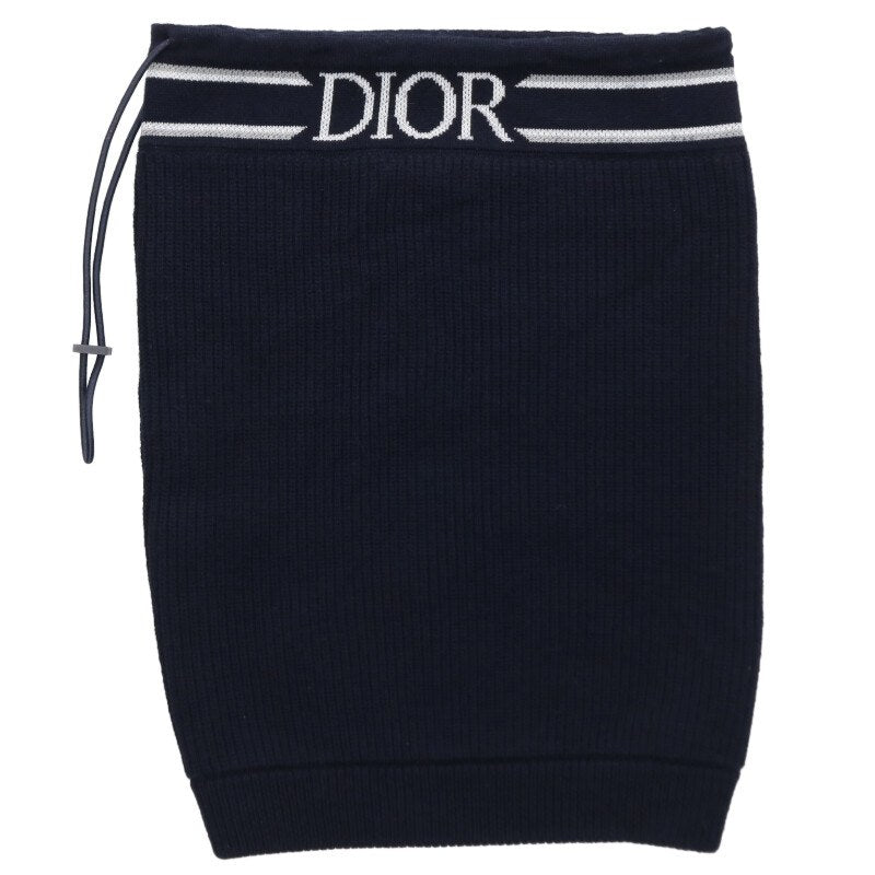 Christian Dior Logo Embroidered Wool Neck Warmer Navy Size U