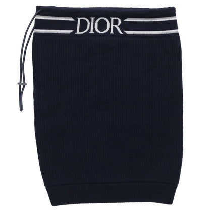 Christian Dior Logo Embroidered Wool Neck Warmer Navy Size U