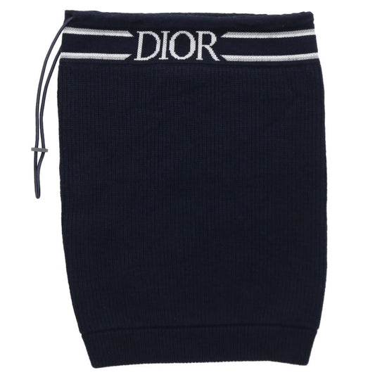 Christian Dior Logo Embroidered Wool Neck Warmer Navy Size U