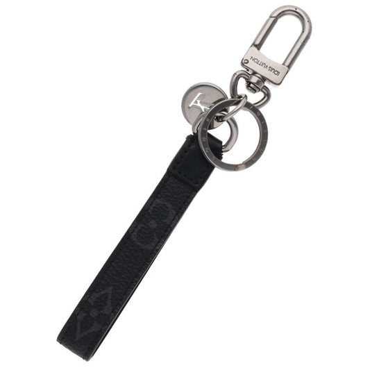 LOUISVUITTON Monogram Leather Keychain Black Wallet Size ONE SIZE