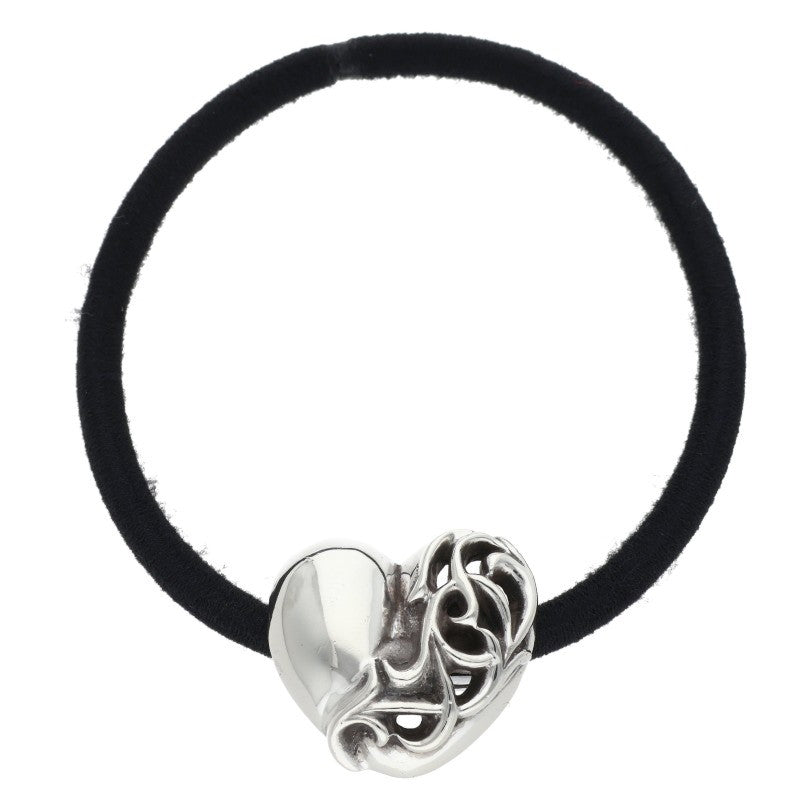Chrome Hearts Heart Button Hair Tie Silver/Black 925